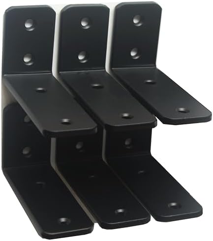 6 Pack - L 4" x H 2" x W1.5, 5mm Thick Black L Shelf Bracket, Iron Shelf by MHMYDZ