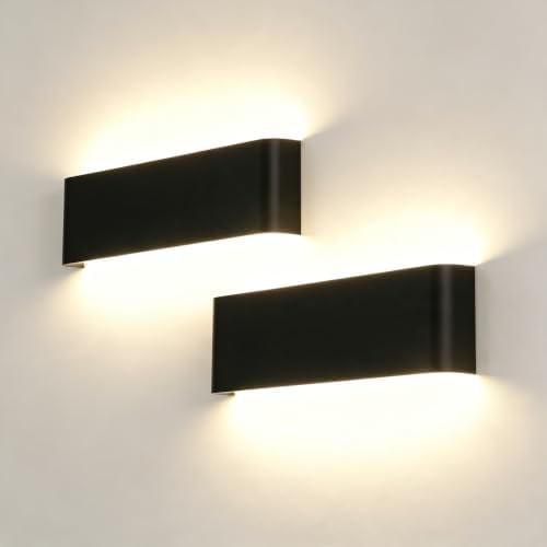 15.4" Black Rectangular Indoor Up Down LED Vanity Light, 2 Pack by LUXLUCIO