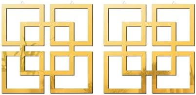 flangairy 2 Piece Gold Geometric Wall Mirrors, 11.8 Inch Wooden Frame Acrylic by flangairy
