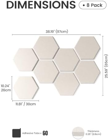 Fluxynara 8-Pack Hexagon Felt Bulletin Board Tiles - Image 2