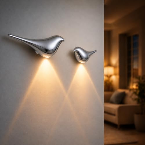 2-Pack Silver Plastic Bird Motion Sensor Wall Lights by CiviciaDecors