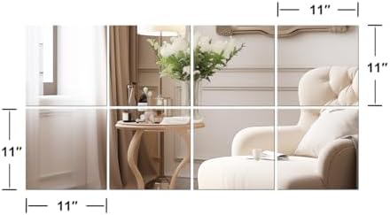 Vlush Sticky Mirror Tiles Fitness Full Length Mirror 11＂x11＂8 Pieces - Image 2