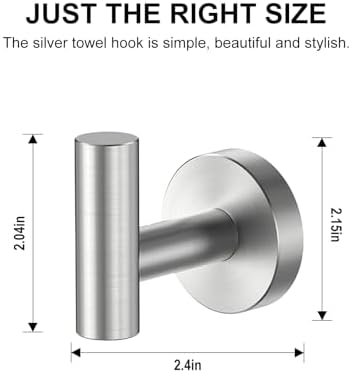 SetSail Towel Hooks for Bathrooms Screw-in 4 Packs Brushed Nickel Bathroom - Image 2