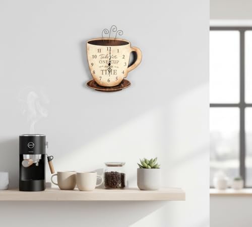 Young's Wood Take Life Coffee Wall Clock, Decorative Kitchen Wall Clock - Image 5