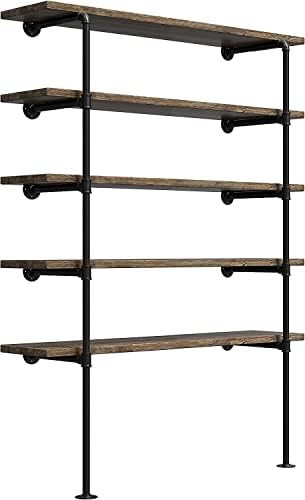 Industrial Retro Wall Mount iron Pipe Shelf, DIY Open Bookshelf, Hung Bracket by FOFFRIENDOFFAMILY