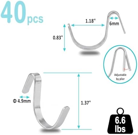 Pegboard J Hooks Silver 40pcs Peg Board Metal Tool Hangers - Image 2