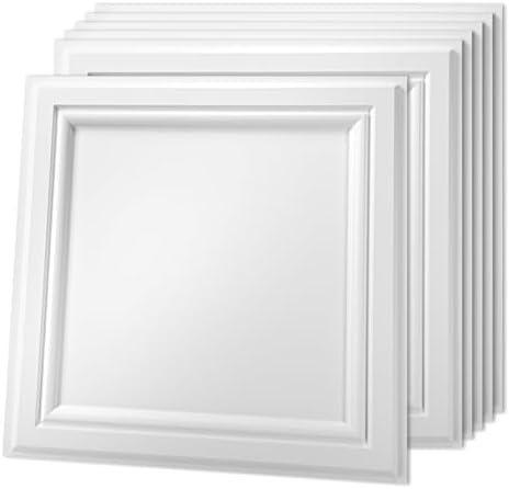 Art3d 3D PVC Ceiling Tiles 24x24 in, 96 Sq.Ft, Square White by Art3d