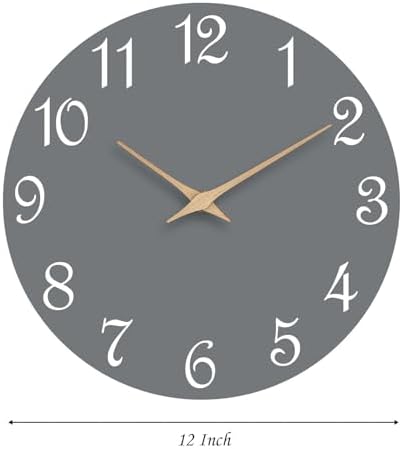 Mosewa Wall Clock Silent Battery Operated 12" Modern Simple Wooden - Image 2