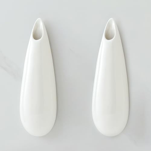 White Ceramic Wall Vases, 12 Inch, Teardrop Design by GDSZJLJ