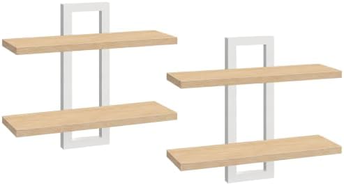 HOOBRO 2-Tier Floating Shelves, 15 Inch Wall Shelf Set of 2 by HOOBRO