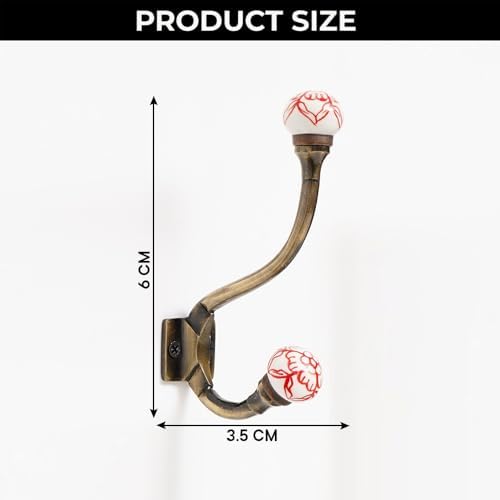 IndianShelf 6 Piece Ceramic Heavy Duty Double Coat Hooks Wall Mount - Image 6