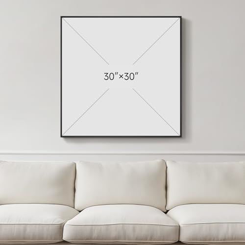 Framed Modern Black Abstract Square Wall Art Decor - Image 3