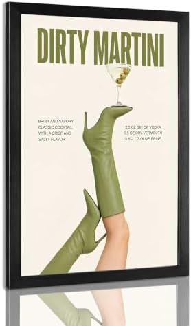 Green Cowgirl Boots Canvas Wall Art Trendy Olive Martini Print Poster Preppy by Unknown