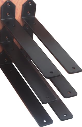 6 Pack - L 5" x H 2" x W1.5, 5mm Thick Black L Shelf Bracket, Iron Shelf by MHMYDZ
