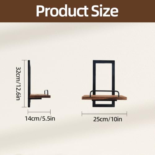 Floating Plant Shelves 2Pack, Metal&Wood Wall Mounted Shelf - Image 2