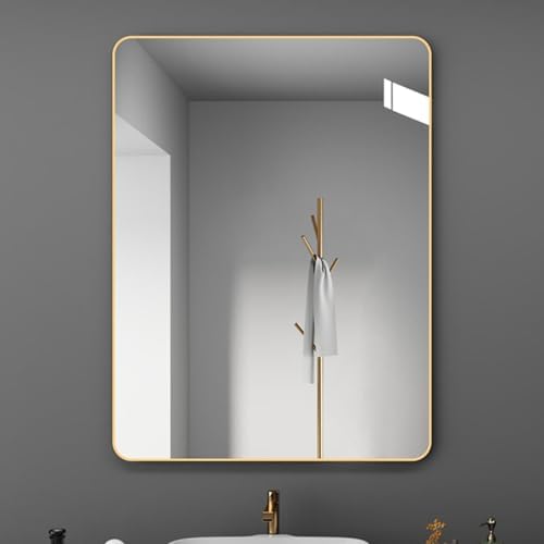 Metal Framed Bathroom Mirror Vanity Rectangle Wall Mounted Modern Mirrors by Unknown
