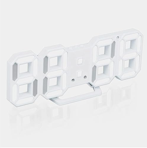 3D LED Digital Wall Desk Alarm Clock 9.5 Inch, 3 Brightness 12/24H Temp White by WelcometoPetilleurBuying