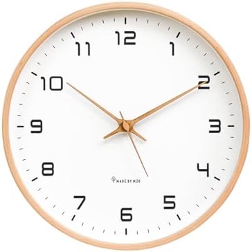 Ergocar Wall Clock, Modern Silent No Ticking Round Wooden Wall Clock Battery by Ergocar