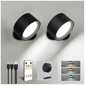 Rechargeable Wall Sconces with Remote, Magnetic Wall Lights by AMETHEUS