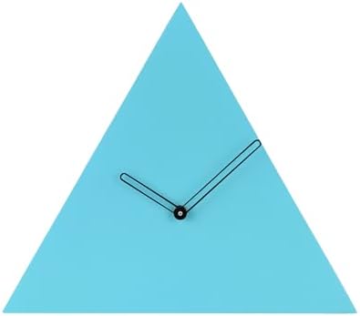 Modern Triangle Wall Clock MDF Wood, Minimalist Design, Turquoise Blue by Unknown