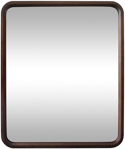 Bathroom Mirror for Wall, Wood Rectangle 30 x 36 inch Vanity Walnut Mirrors by Culer