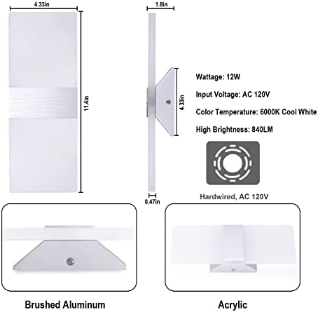 TRLIFE Modern Wall Sconces, Dimmable Wall Sconces Set of 2 Wall Mounted Lights - Image 6