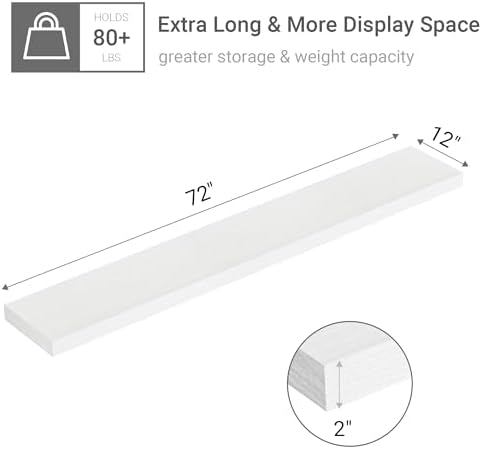 Vivelove Deep Floating Shelves 72x12” Set of 1 - Image 3