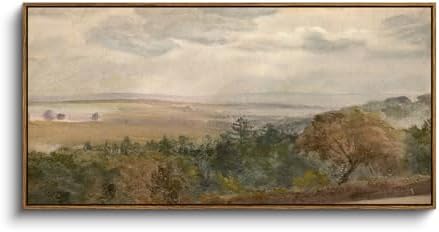 InSimSea Extra Large Framed Vintage Wall Art, Soft Pastel Hill Sky by InSimSeaArt