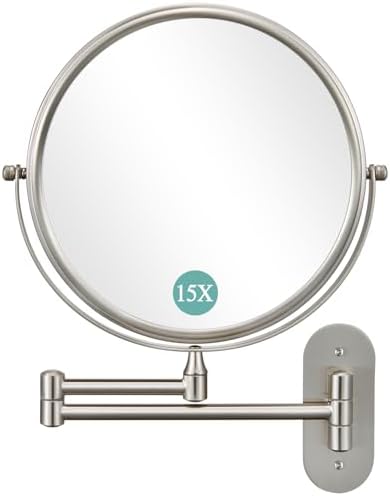 DECLUTTR 9 Inch Wall Mounted Makeup Mirror, 15X Magnification Double Sided by DECLUTTR
