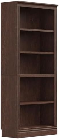 JAHRSTIM Halston Standard 5-Tier Tall Bookshelf Shelving Unit, Dark Cherry by LivingEssentials