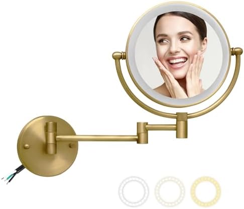 8" Lighted Make up Mirror Wall Mounted 10X Magnifying Hardwired by LEDOOLE