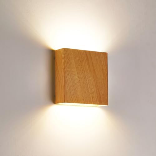 Natural Wood Grain Up & Down Modern Indoor Outdoor LED Wall Sconce by Unknown