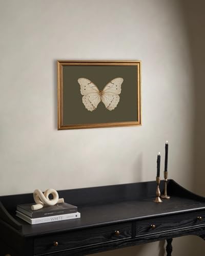 KBKBART Vintage Gold Framed Wall Art White Butterfly Canvas Print 12x16in - Image 5