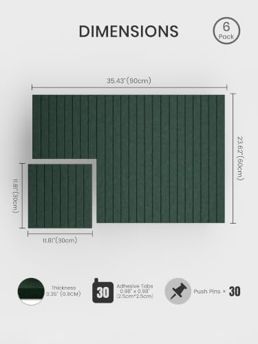 Bumusty 36"x 24" Large Felt Bulletin Board Tiles, Pine Green - Image 2