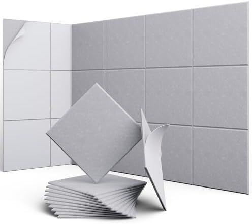Square Acoustic Panels, 12 Pack Self-Adhesive Sound Panels by UNECHOACOUSTIC