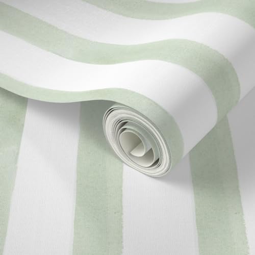 Spoonflower Light Sage Stripe Peel and Stick Wallpaper - Image 2