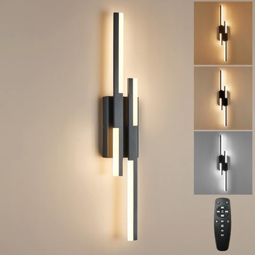 Benkut Modern LED Wall Sconce Black Remote Wall Light Fixtures by Benkut