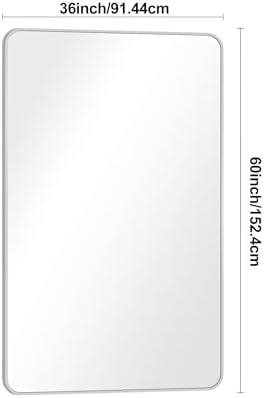 BONEWEI Silver Bathroom Mirror, 60x36 inch Wall Mirror - Image 7