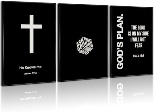 Christian Jesus Wall Art Black White God Canvas Wall Decor Religious Bible by Pennclys