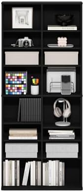 Furinno Jaya DVD Shelf, 16-Shelf Wide CD Rack, Media Shelf - Image 5