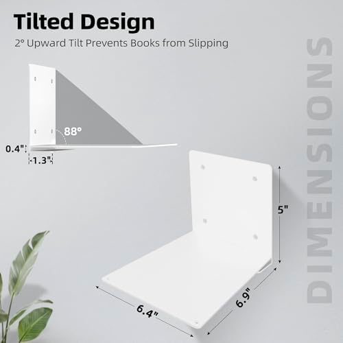 STORAGE MANIAC Invisible Floating Bookshelves Wall Mounted White - Image 3