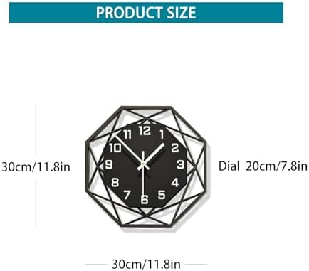 Modern Wall Clocks for Living Room Decor 12in Black Analog Clock - Image 5