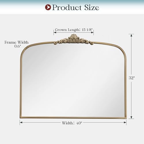 40" x 32" Antique Gold Arched Mirror - Image 3