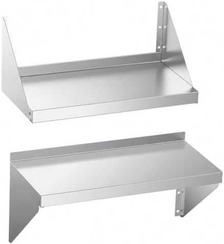 Stainless Steel Wall Shelf 12"x24" 2 Pack, Reversible Brackets by SWOTCATER