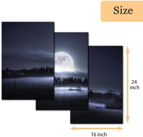 Pacimo Framed Canvas Wall Art 3 Pieces Mystical Mist and Rise of the Moon - Image 4