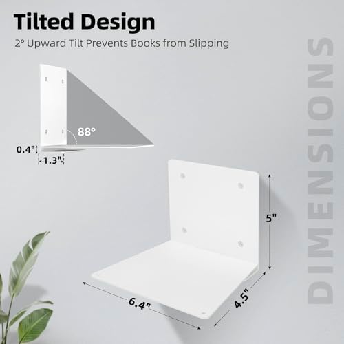 STORAGE MANIAC Invisible Floating Bookshelves Wall Mounted White - Image 3