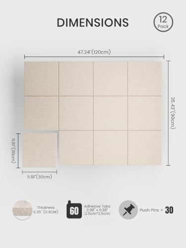 Bumusty 48"x 36" Large Felt Bulletin Board Tiles - Image 2