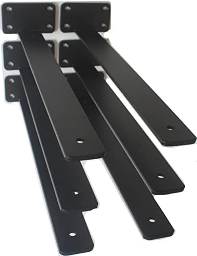 6 Pack - 14 inch Black Hidden L Shelf Bracket Iron Floating Shelf Brackets by MHMYDZ