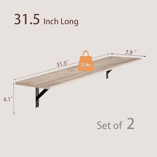 DINZI LVJ Long Wall Shelves, 31.5" Wall Mounted Shelves - Image 3