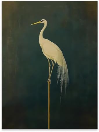 Vintage Bird Prints Japanese Crane Canvas Wall Art Retro Asian Bird Picture by Unknown